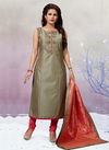 Gray Colour N F CHURIDAR 05 Stylish Festive Wear Worked Readymade Salwar Suit Collection N F C 118-GRAY